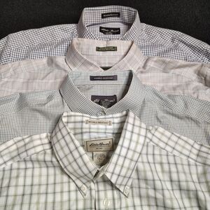Eddie Bauer Men’s Large Tall  Long Sleeve Plaid Shirts Button Up Bundle Of 4